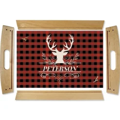 Buffalo Plaid Natural Wood Serving Tray