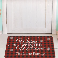 Buffalo Plaid Personalized Christmas Doormat