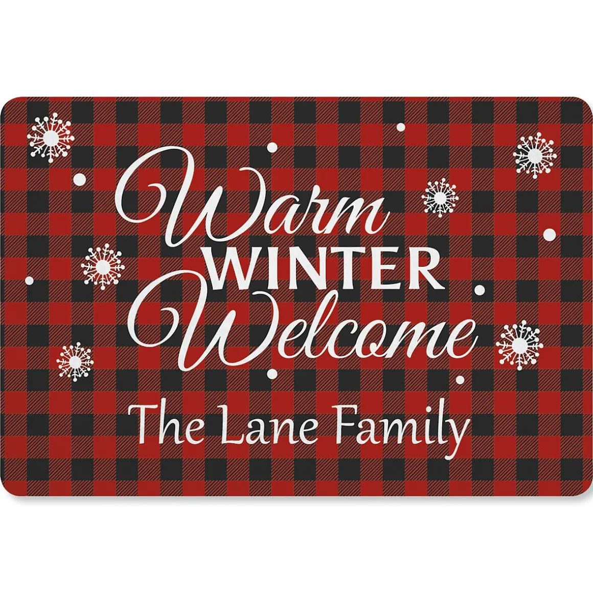 Buffalo Plaid Personalized Christmas Doormat