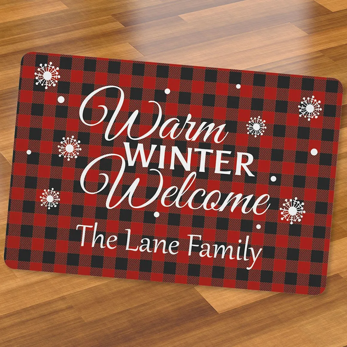 Buffalo Plaid Personalized Christmas Doormat