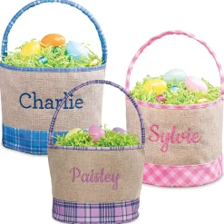 Burlap & Gingham Personalized Easter Baskets