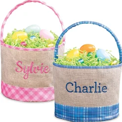 Burlap & Gingham Personalized Easter Baskets