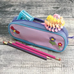 Butterfly and Flowers Personalized Pencil Case