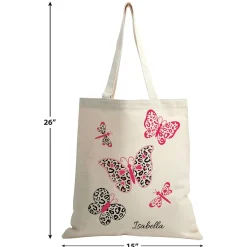 Butterfly Leopard Personalized Canvas Tote
