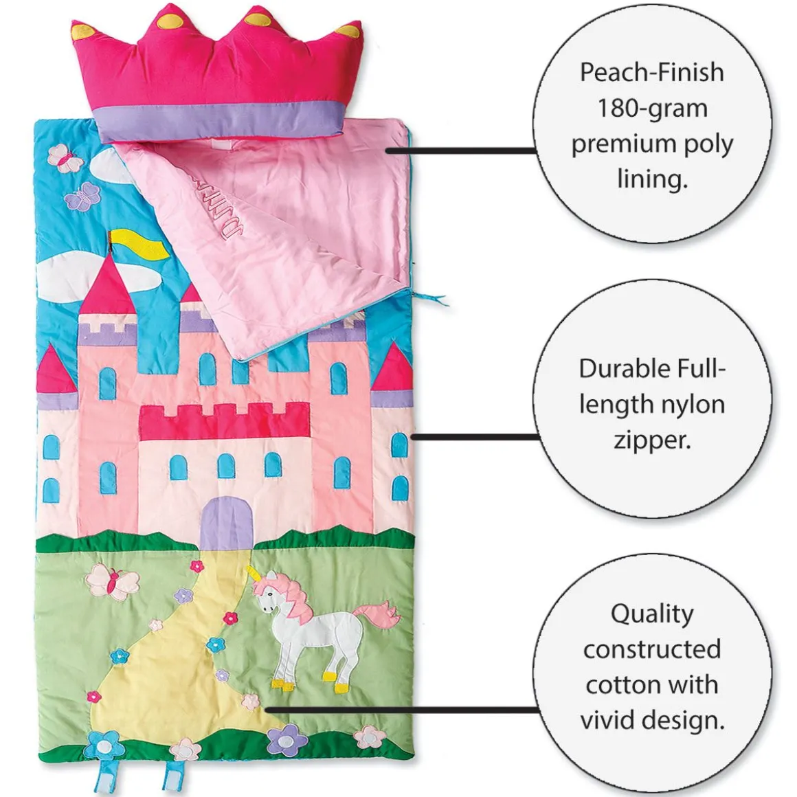 Castle Personalized Sleeping Bag with Detachable Pillow