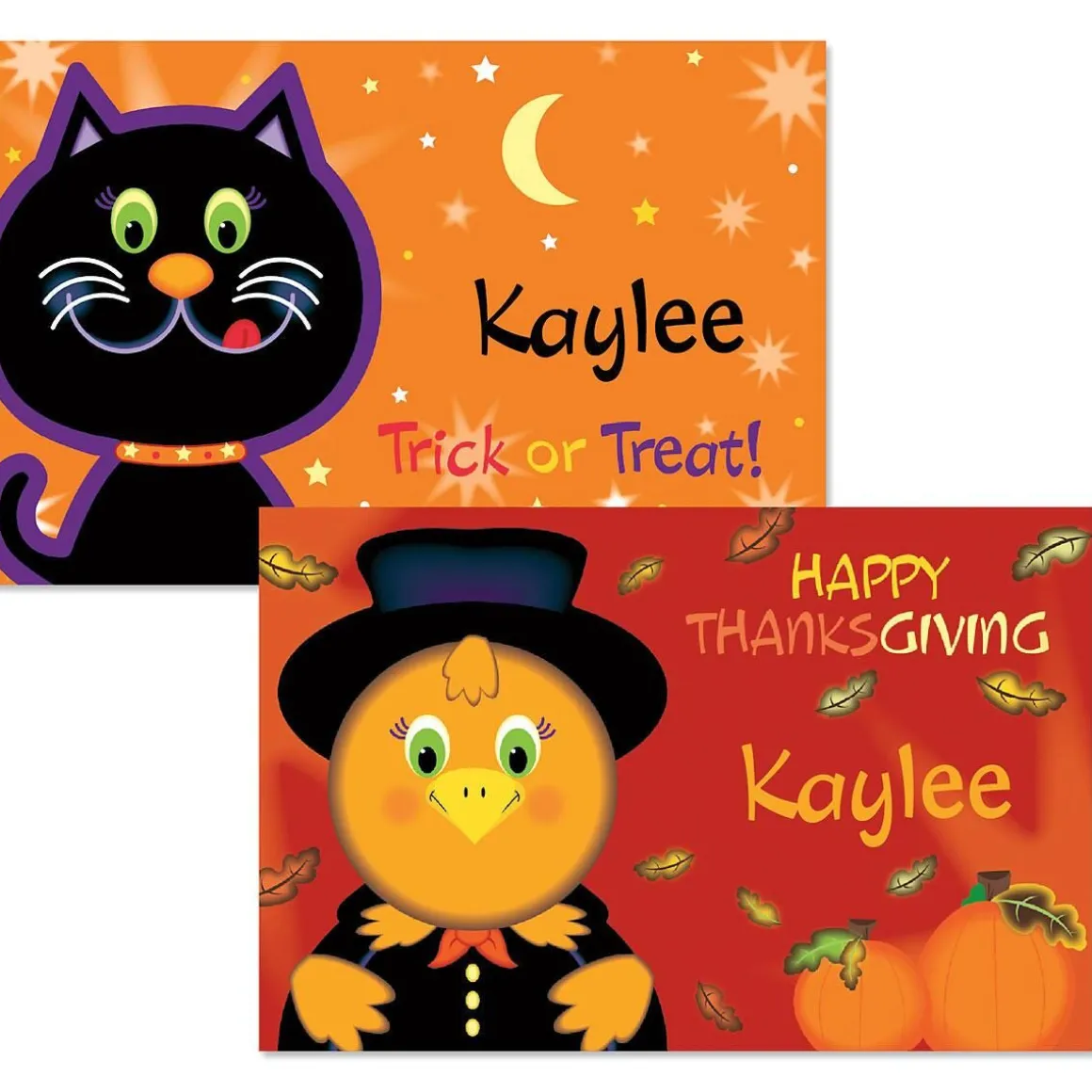 Cat and Turkey Reversible Autumn Placemats