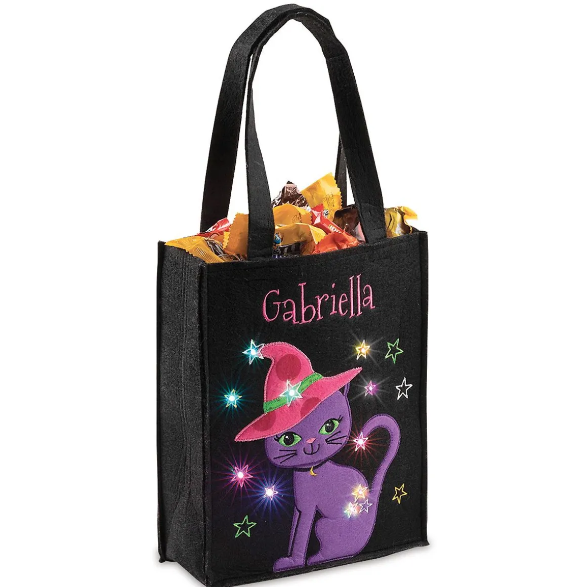 Cat Halloween Light-up Personalized Tote Bag