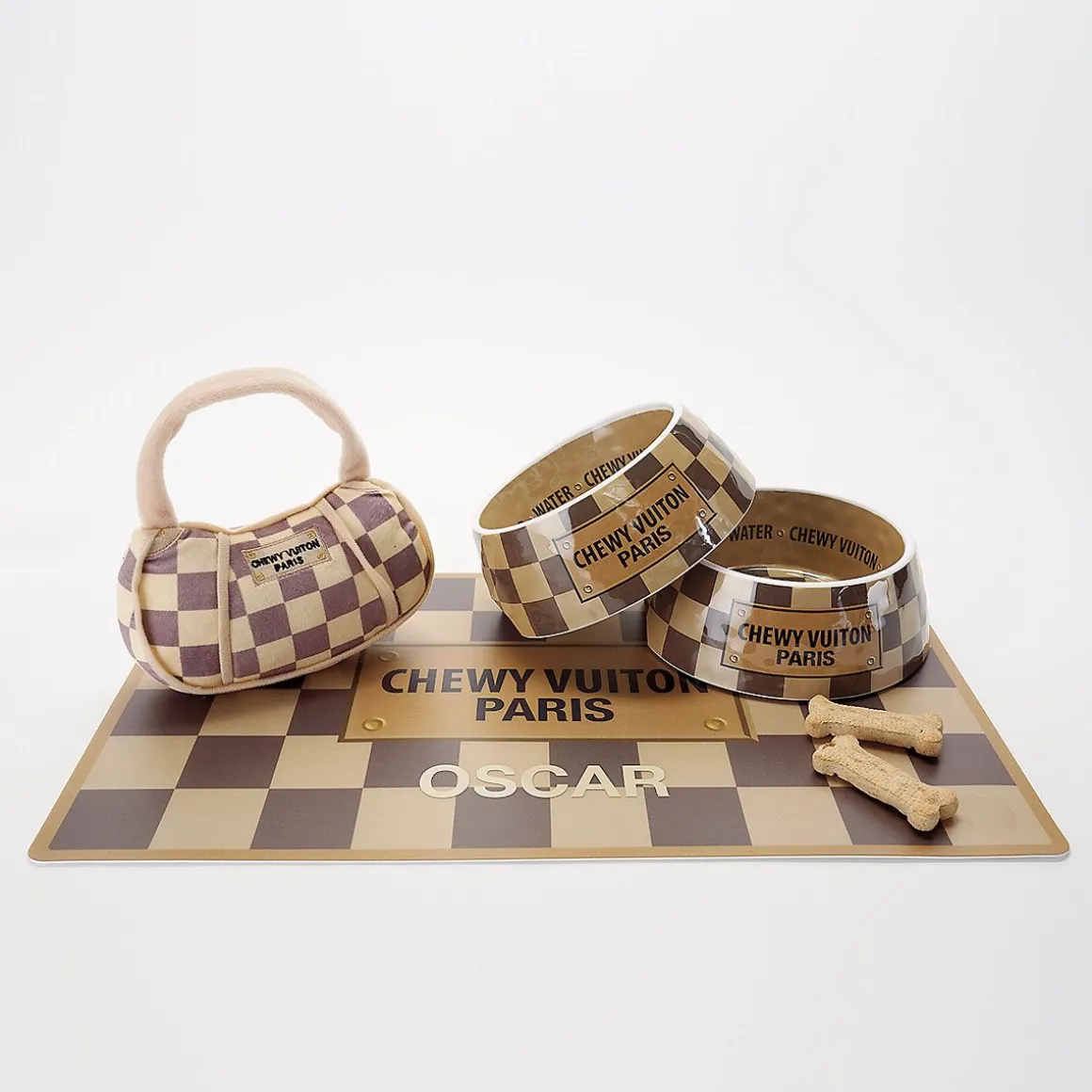 Checkered Chewy Vuiton Handbag Pet Toy