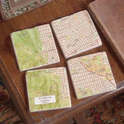 Classic Map Marble Personalized Coasters