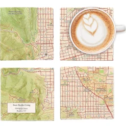 Classic Map Marble Personalized Coasters