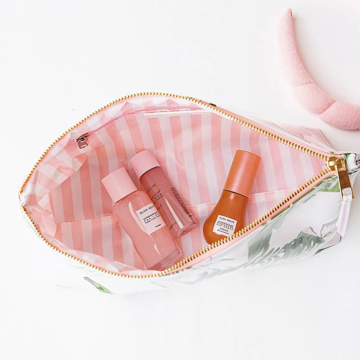 Clear Coated Botanical Cosmetic Personalized Travel Case