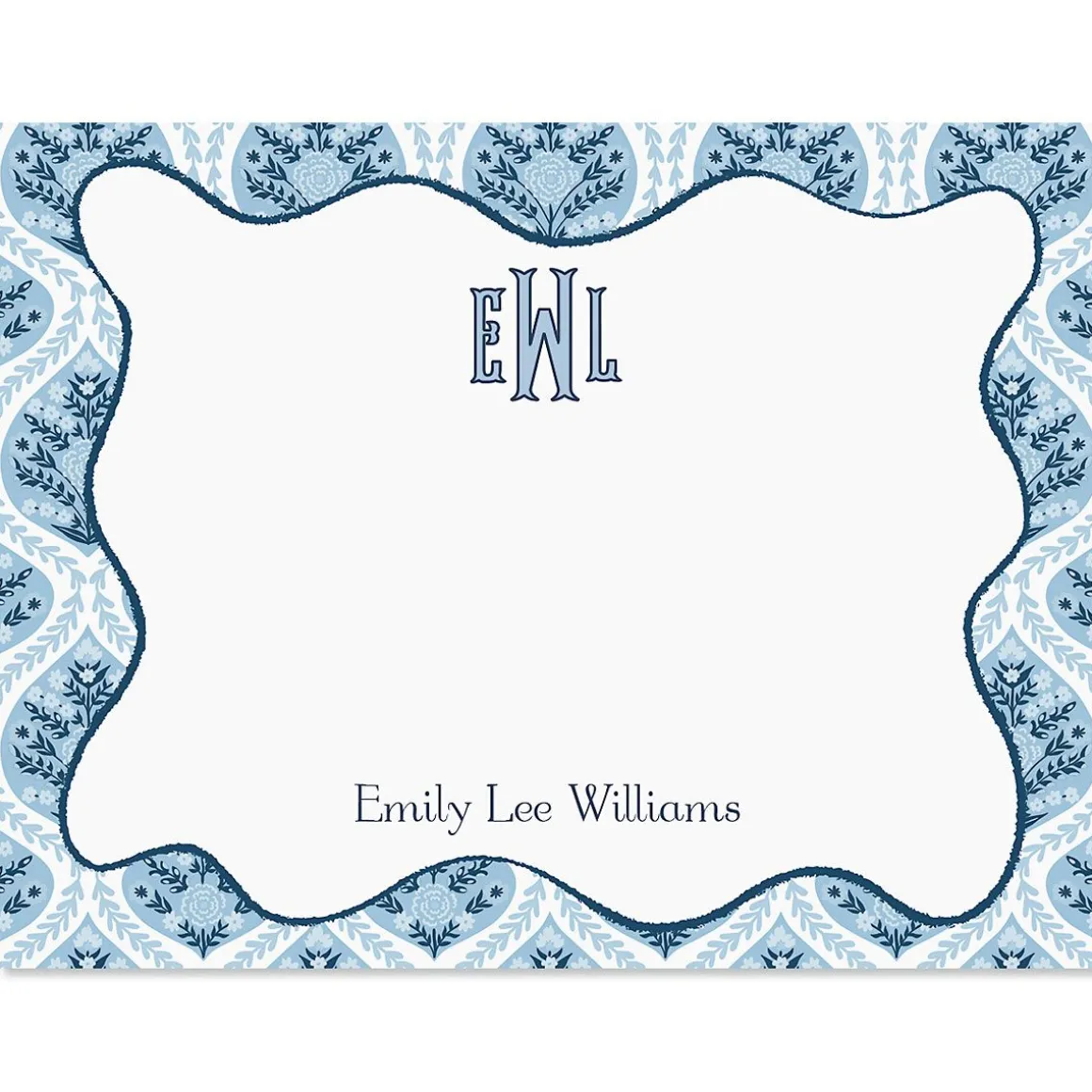 Coastal Damask Personalized Correspondence Cards