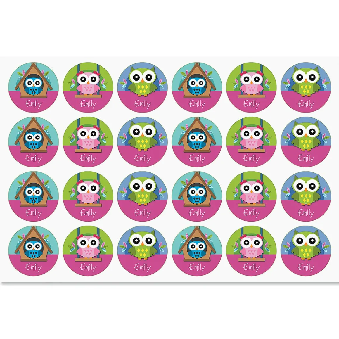 Colorful Owl Personalized Stickers