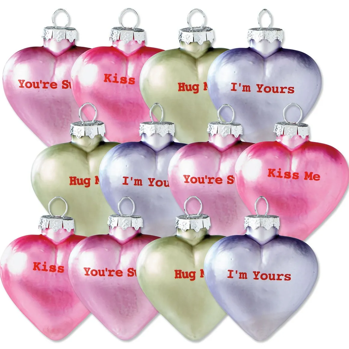 Conversation Glass Heart Ornaments