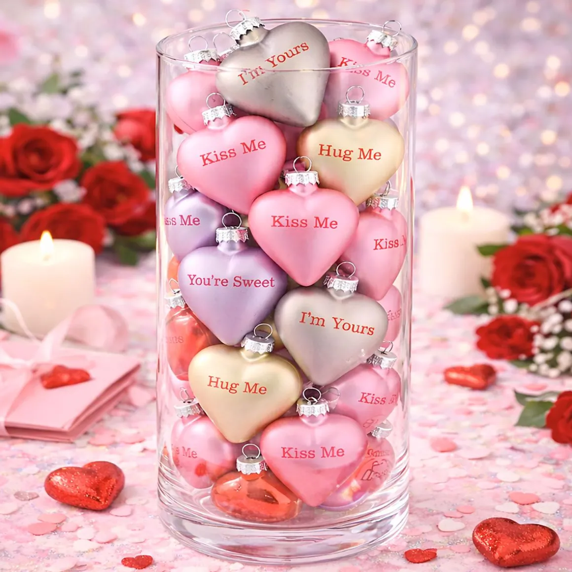Conversation Glass Heart Ornaments