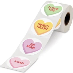 Conversation Heart Rolled Stickers