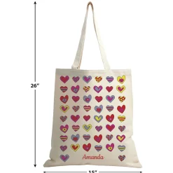 Crazy Hearts Personalized Canvas Tote