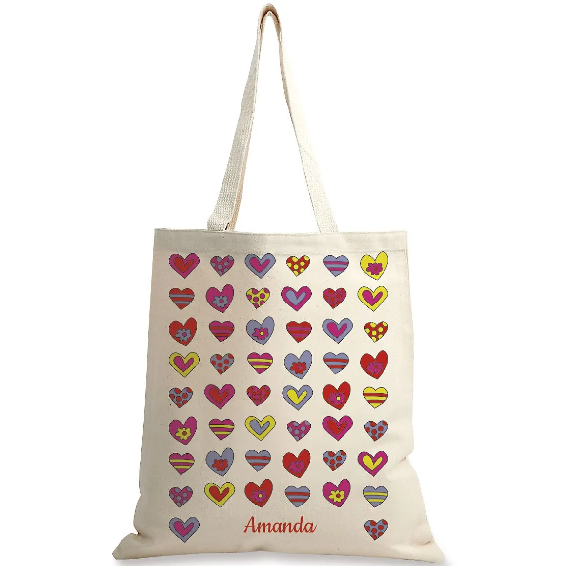 Crazy Hearts Personalized Canvas Tote