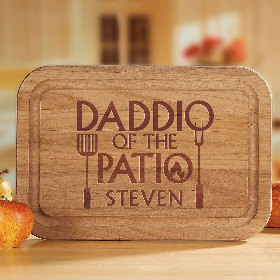 Daddio of the Patio Personalized Wood Cutting Board