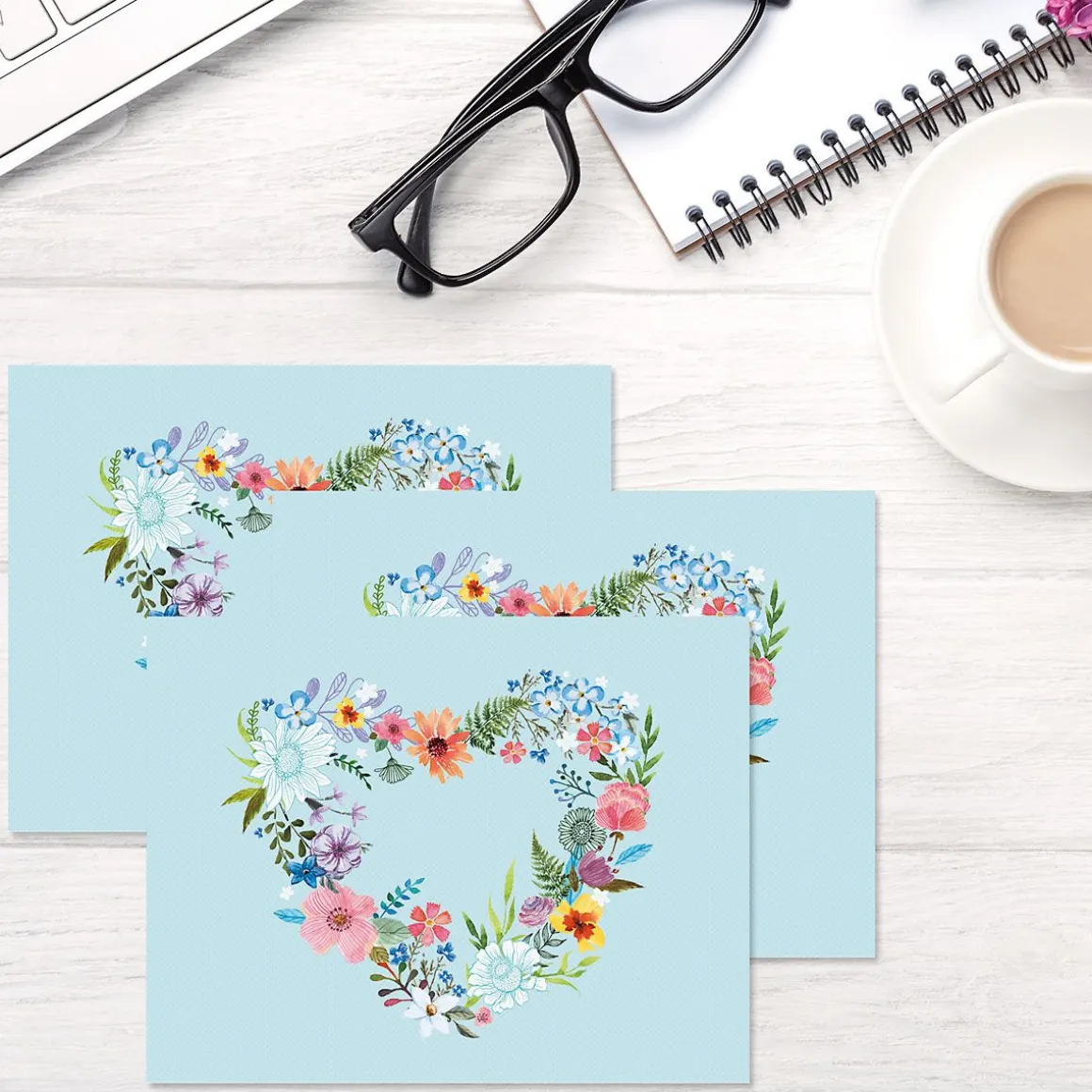 Daisy Wreath Blue Note Cards
