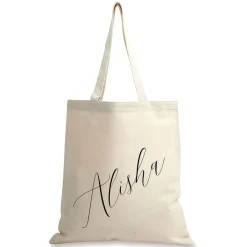 Diagonal Name Personalized Canvas Tote