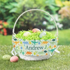 Dinosaur Easter Basket with Personalized Liner