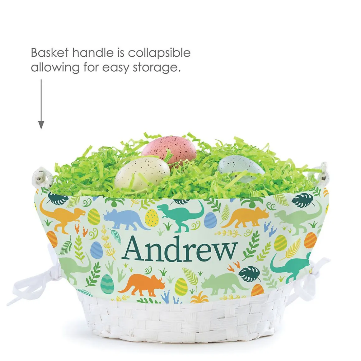 Dinosaur Easter Basket with Personalized Liner