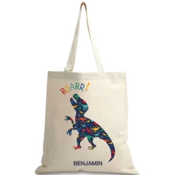 Dinosaur Personalized Canvas Tote