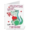 Dinosaurs Valentine Personalized Coloring Cards