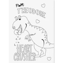 Dinosaurs Valentine Personalized Coloring Cards