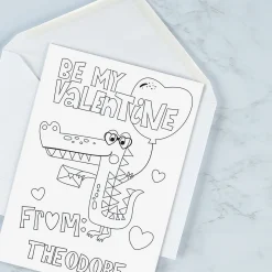 Dinosaurs Valentine Personalized Coloring Cards