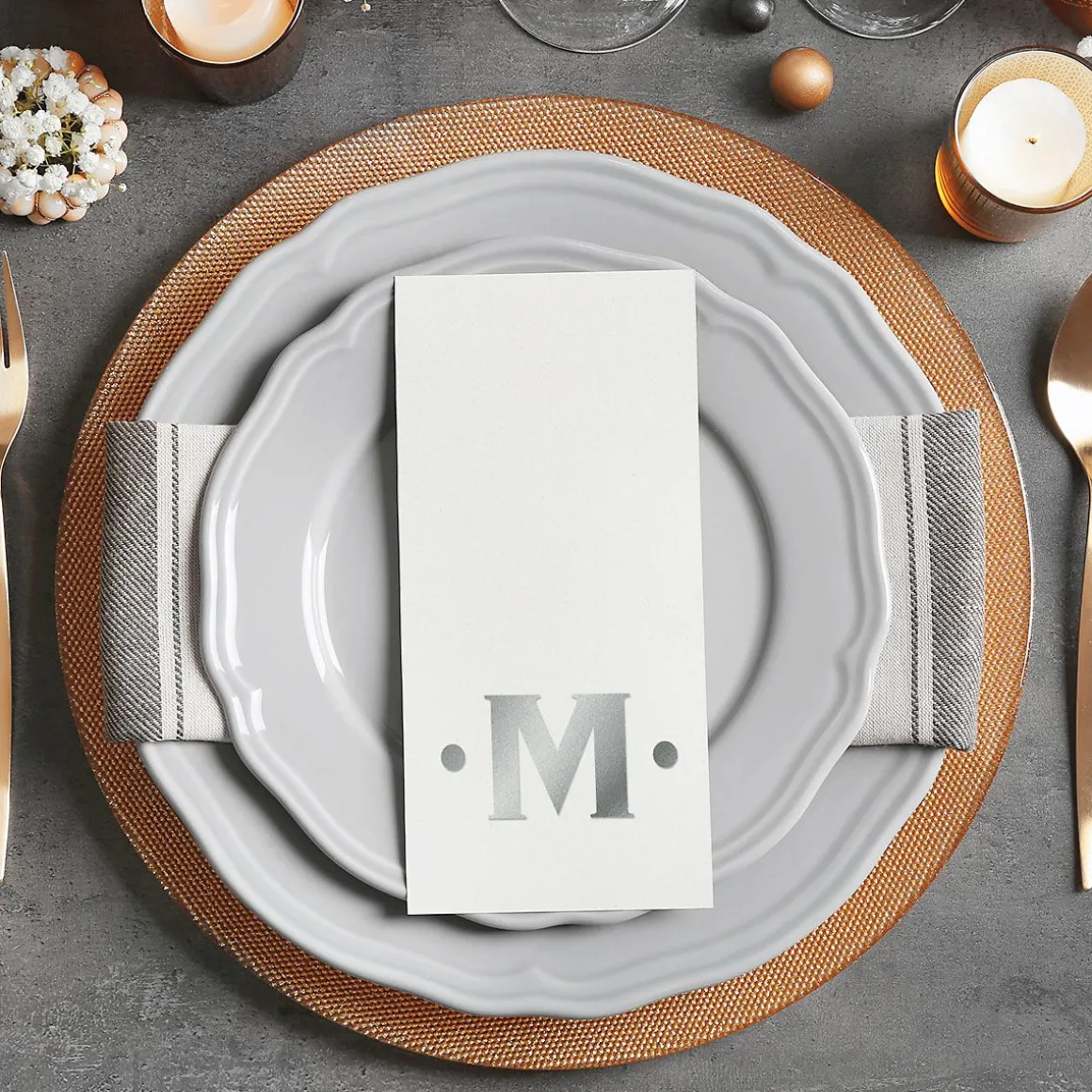 Dot Initial Foil Stamped Disposable Hand Towels