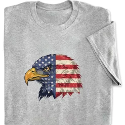 Eagle Head Flag Grey Adult T-Shirt