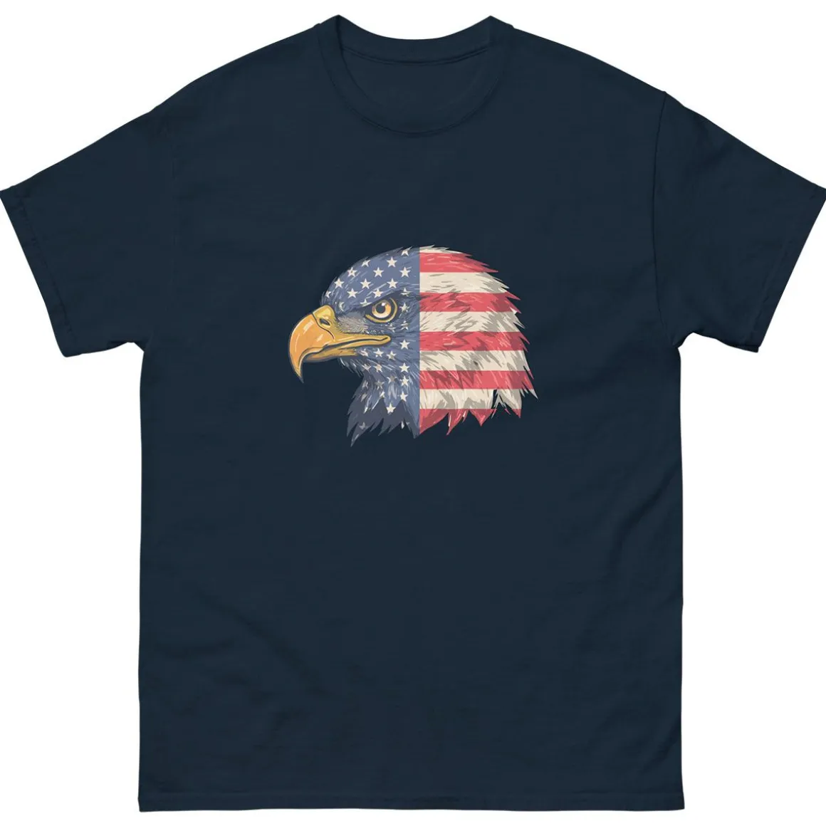 Eagle Head Flag Navy Adult T-Shirt