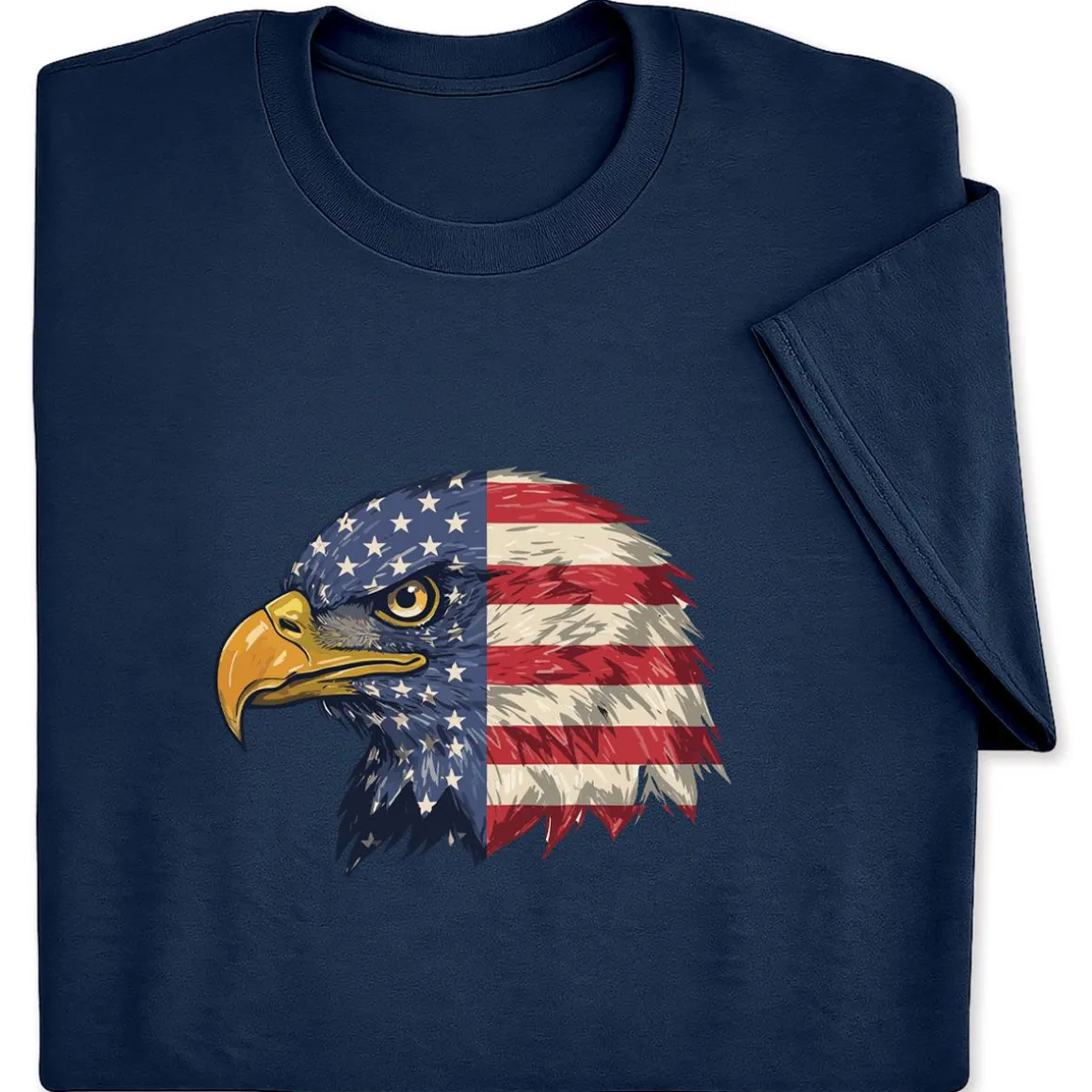 Eagle Head Flag Navy Adult T-Shirt