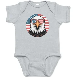 Eagle with Sunglasses Grey Baby Bodysuit Romper