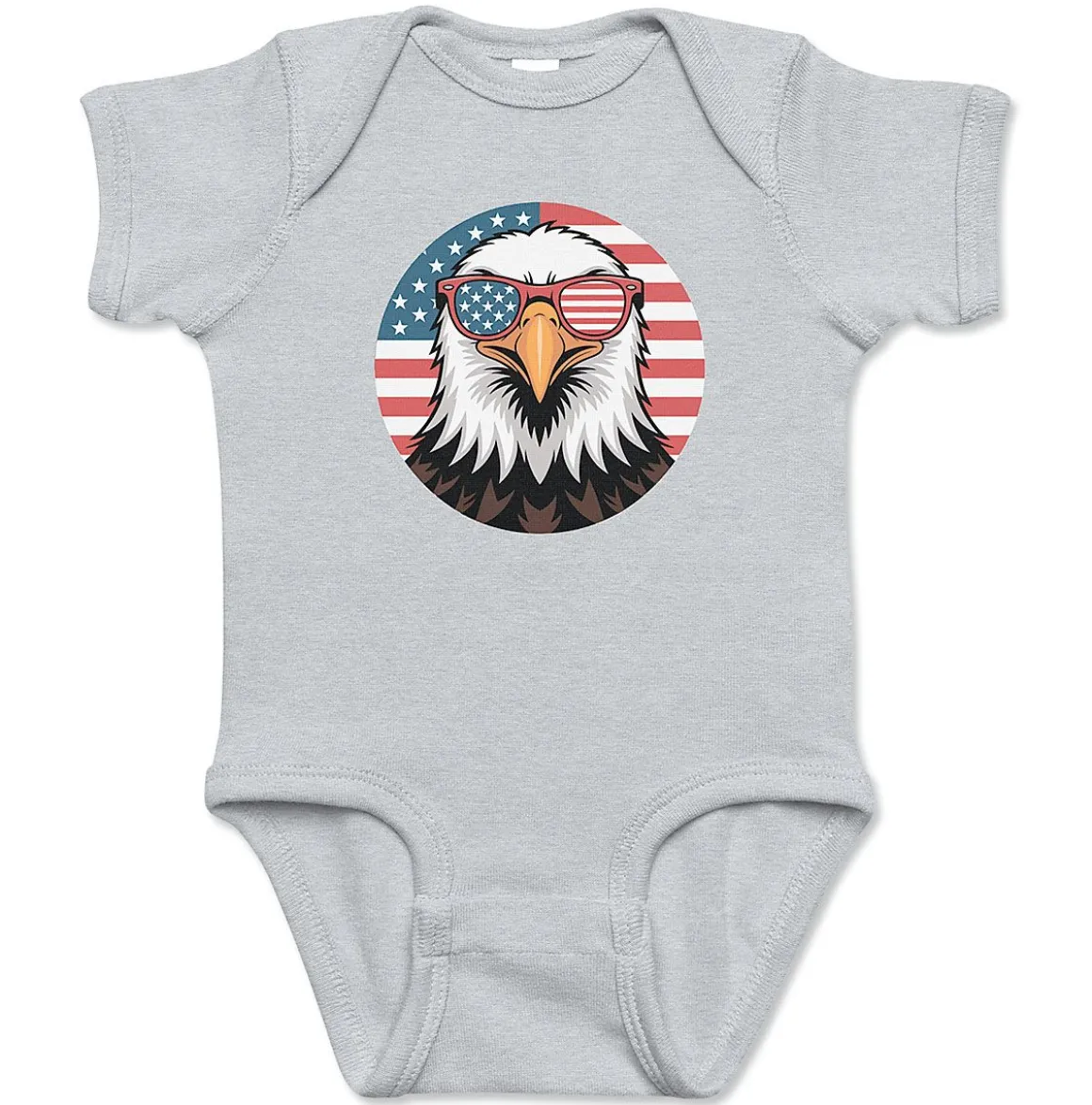 Eagle with Sunglasses Grey Baby Bodysuit Romper