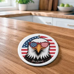 Eagle With Sunglasses Personalized Round Ornament