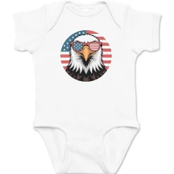 Eagle with Sunglasses White Baby Bodysuit Romper