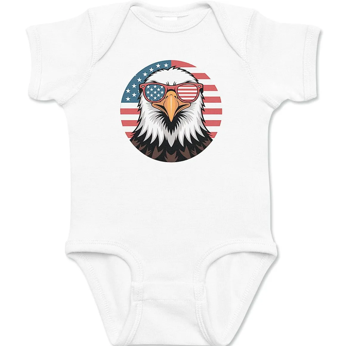 Eagle with Sunglasses White Baby Bodysuit Romper