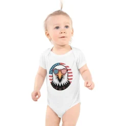 Eagle with Sunglasses White Baby Bodysuit Romper