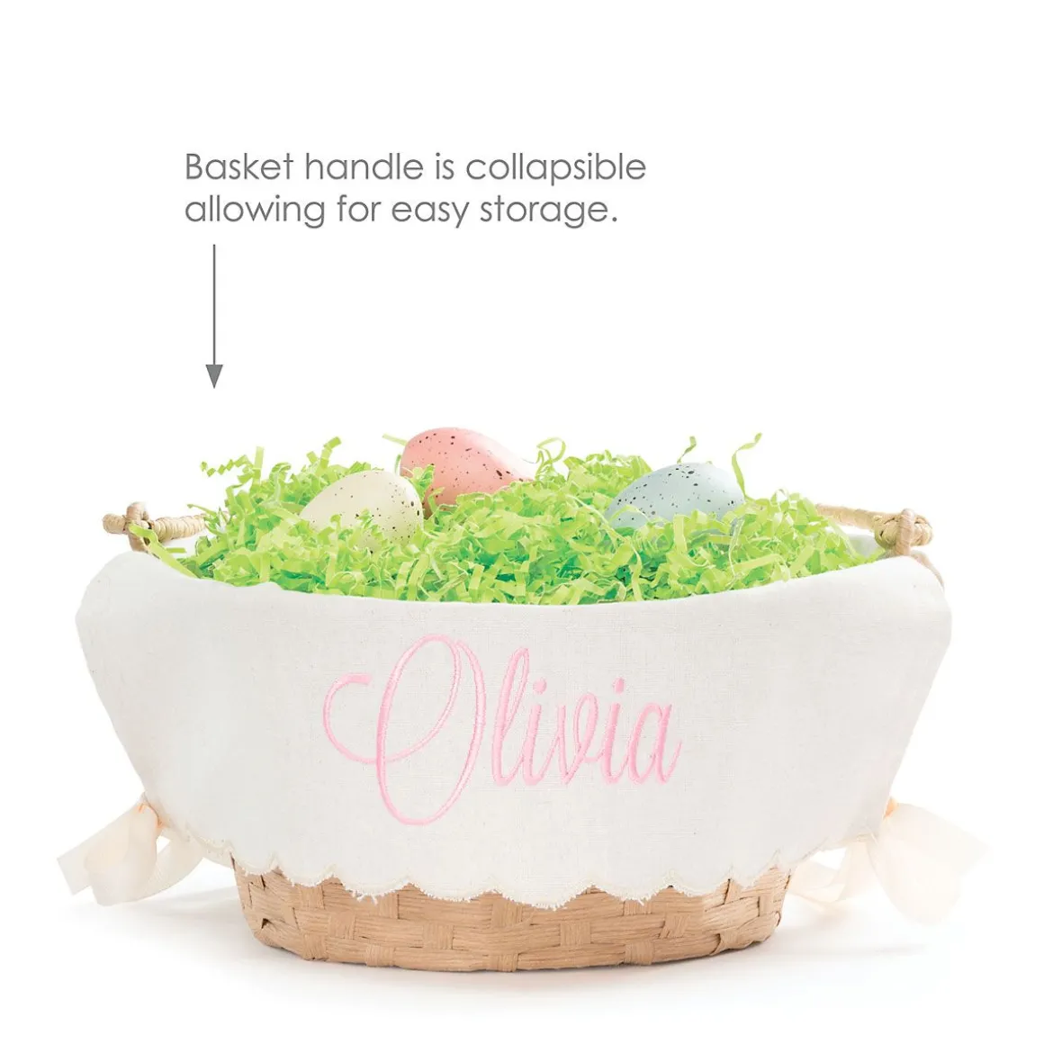 Easter Basket with Personalized Scalloped Liner
