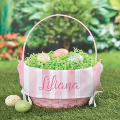 Easter Basket with Personalized Striped Liner