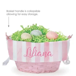 Easter Basket with Personalized Striped Liner