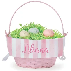 Easter Basket with Personalized Striped Liner