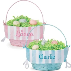 Easter Basket with Personalized Striped Liner