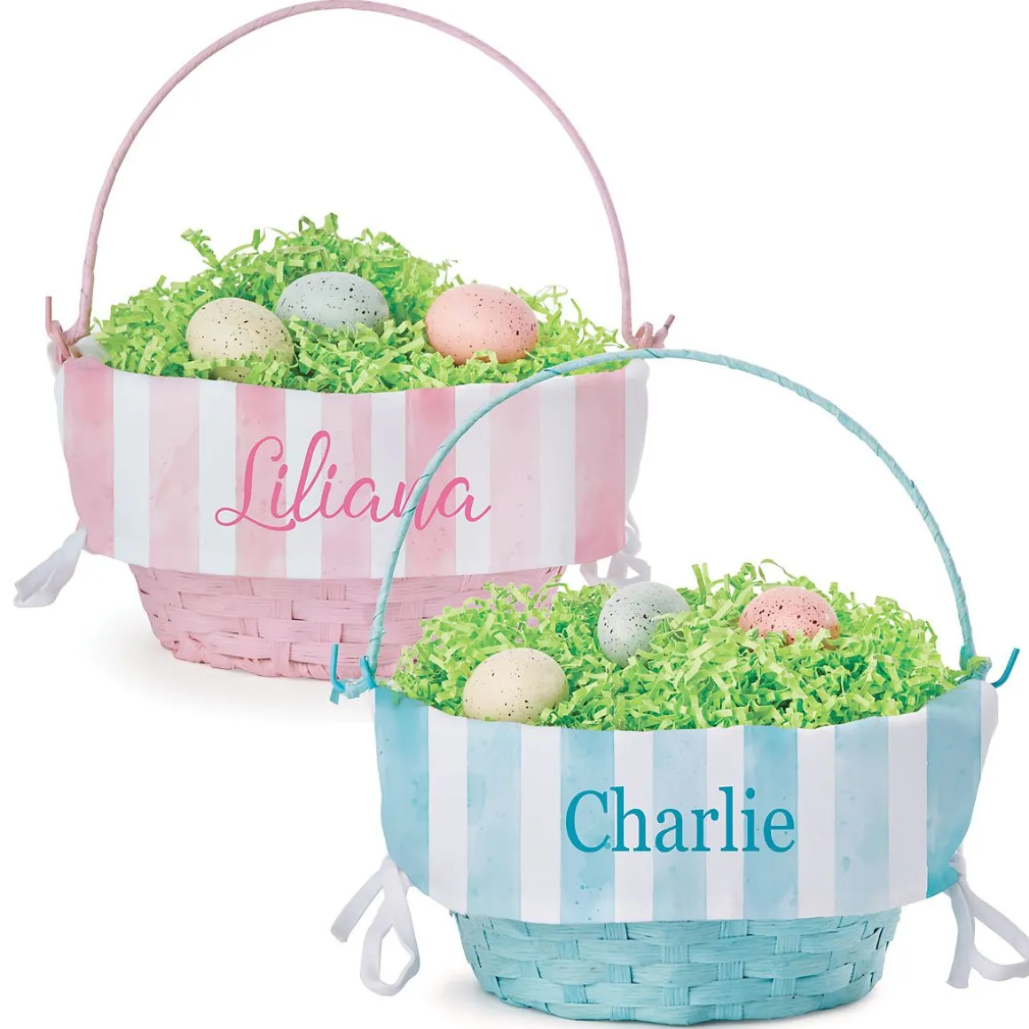 Easter Basket with Personalized Striped Liner