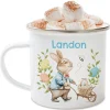 Easter Bunny in Blue Coat Personalized Camp Mug