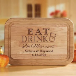 Eat, Drink, Be Married Personalized Alder Wood Cutting Board