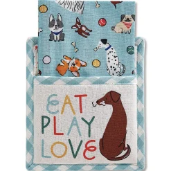 Eat, Play, Love Pot Holder & Towel Set